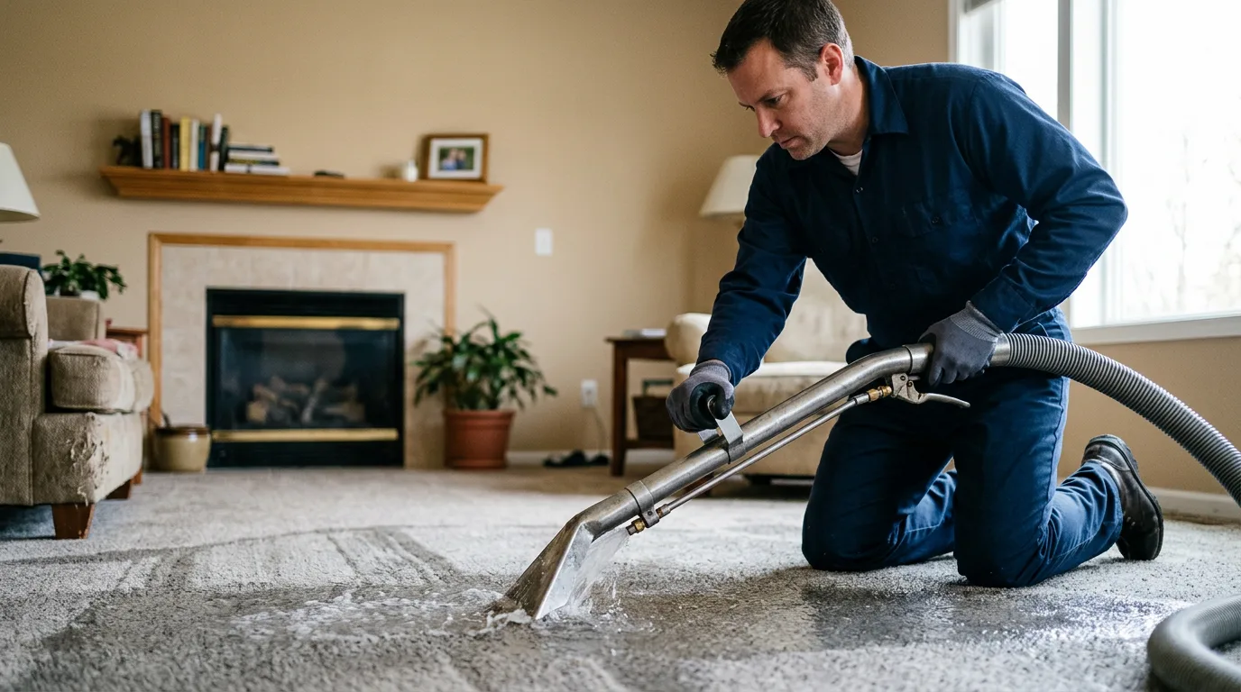 Water damage restoration technician working near Drasco, AR